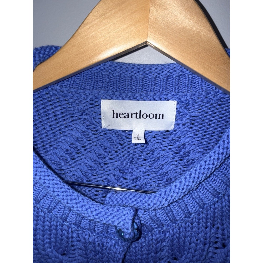 Anthropologie Heartloom Women's Sweater Size Small Blue‎ Flower Buttons - Picture 3 of 7